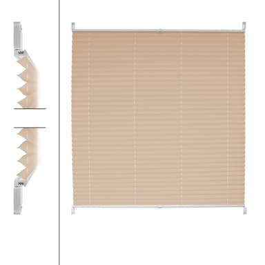 ECD Germany laskostettu kaihtimet 60 x 200 cm - kerma - Klemmfix - EasyFix -