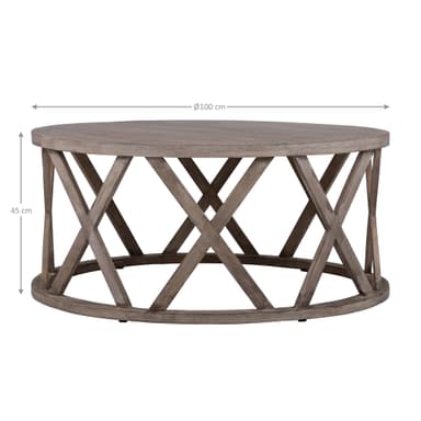 WOMO DESIGN sohvapöytä Ø 100x45 cm pyöreä, ruskea, ainutlaatuinen käsintehty