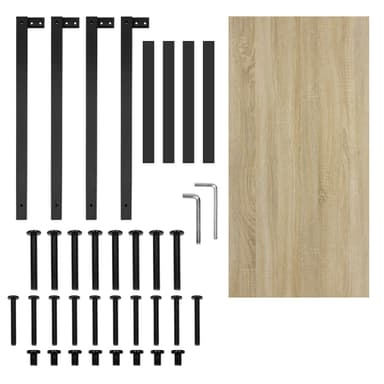 ML-Design työpöytä moderni muotoilu, 120 x 60 x 75 cm, tammi musta metallirunko