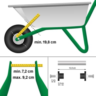 ECD Germany Schubkarrenrad luftbereift kanssa akselin - 4,80 / 4,00-8 - Ø 390mm