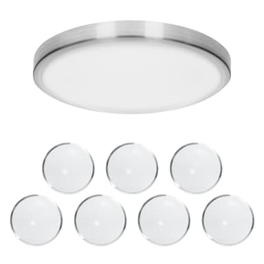 ECD Germany 8 x LED-kattovalaisin 12W Ø 30 cm pyöreä 725 lumenia 220-240V