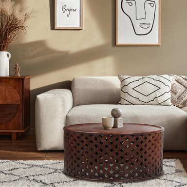 WOMO-DESIGN-sohvapöytä Ø 100 x 45 cm pyöreä, luonto, ainutlaatuinen, käsintehty