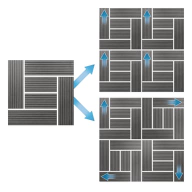 ECD Germany WPC-terassilaatat 30x30cm 55er säästöt asetettu 5m²: n