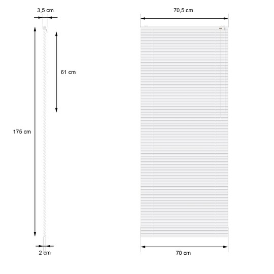 ECD Germany Alumiinikaihtimet 70 x 175 cm - Valkoinen - alumiinilamelleja -