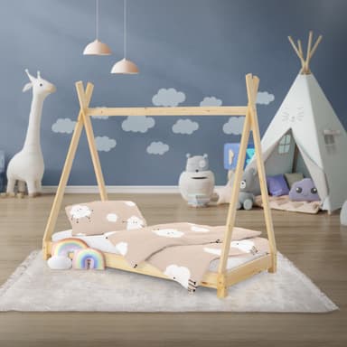 ML Design Pinnasänky Tepi 70 x 140 cm slotted runko, luonto, intialainen sänky