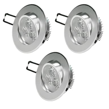 ECD Germany 3-pack LED upotettava kohdevalaisin 3W 230V - pyöreä Ø8.5cm - 222