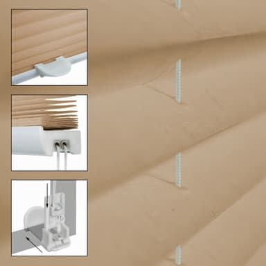 ECD Germany laskostettu kaihtimet 60 x 200 cm - kerma - Klemmfix - EasyFix -
