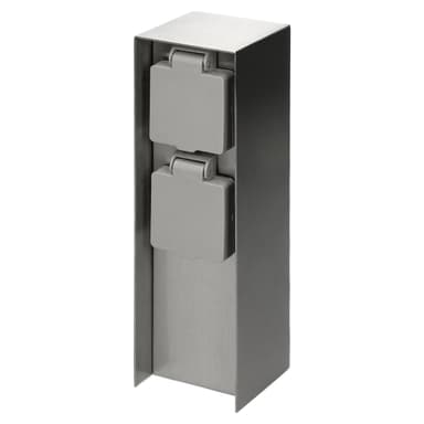 2-kertainen ulkopistorasia, ruostumatonta terästä, IP44