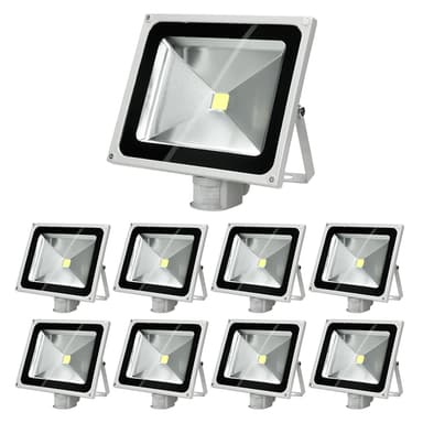 9 x LED-valonheitin + tunnistin 50W viileä valkoinen