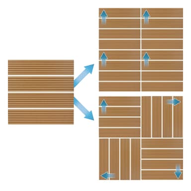ECD Germany WPC-terassilaatat 30x30 cm, 33-osainen sarja 3m²: n tiikkipuulle