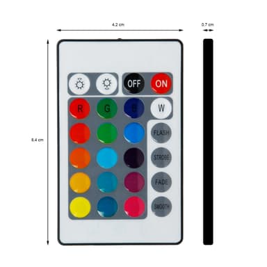 LED-kaukosäädin, jossa 24 painiketta RGB-nauhoille, sis. vastaanottimen.