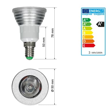 5 x LED Spot RGB E14 E14 3W + kaukosäädin