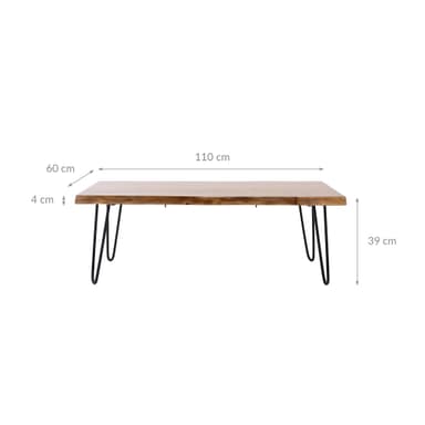 WOMO-DESIGN Moderni sohvapöytä 110x60x39cm suorakulmainen luonnon massiivipuuta
