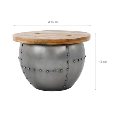 WOMO-DESIGN Käsintehty sohvapöytä, pyöreä Ø60x41cm, taitettava pöytälevy
