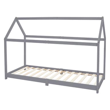 ML Design Cot 90x200cm katto ja slotted runko, vaaleanharmaa, talonpohja