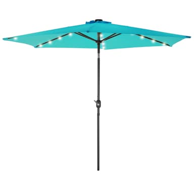 ECD-Germany Alu sateenvarjo Turquoise Ø 300 cm pyöreä LED auringon valaistus ja