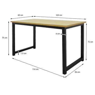 ML-Design työpöytä moderni muotoilu, 120 x 60 x 75 cm, vaahtera musta