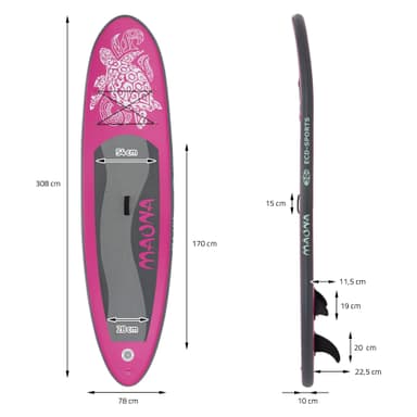 Puhallettava Stand Up Paddle Board Maona Pink Complete Set 308x76x10cm
