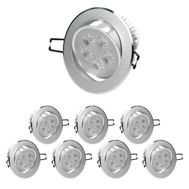 ECD Germany 8er Pack LED upotettava valaisin 5W 230V - pyöreä Ø10,5cm - 342