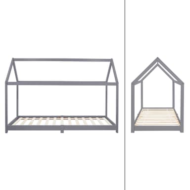 ML Design Cot 90x200cm katto ja slotted runko, vaaleanharmaa, talonpohja