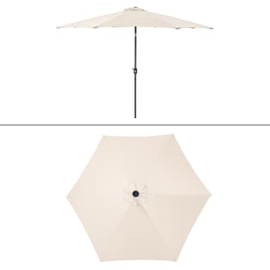 ECD-Germany Alu sateenvarjo kerma Ø 300 cm pyöreä LED auringon valaistus ja
