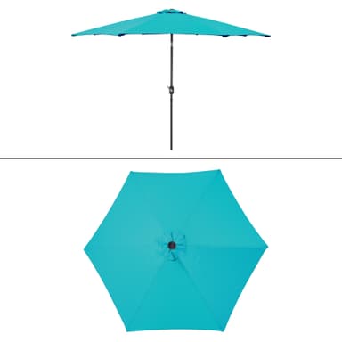 ECD-Germany Alu sateenvarjo Turquoise Ø 300 cm pyöreä LED auringon valaistus ja