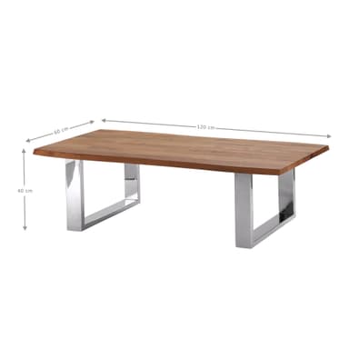 WOMO-DESIGN® sohvapöytä 120x60 cm massiivipuuta akaasia puu metallirunko
