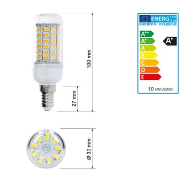 LED-lamppu E14 10 Watt viileän valkoinen