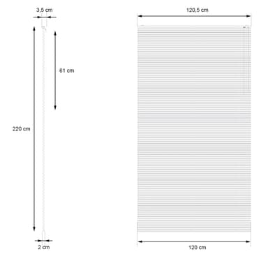 ECD Germany Alumiinikaihtimet 120 x 220 cm - hopea - alumiinilamelleja -