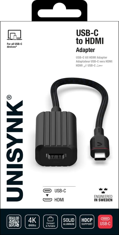 Unysink USB-C – HDMI adapteri 10377 (musta)