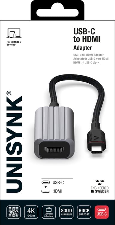 Unysink USB-C – HDMI adapteri 10378 (harmaa)