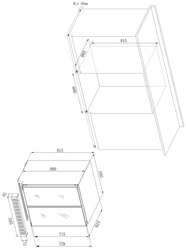 Temptech Oslo viinikaappi OX2DX60DRB integroitava