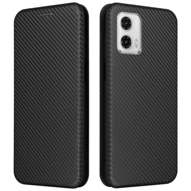 SKALO Motorola Moto G23 4G Carbon Fiber Lompakkokotelo - Musta