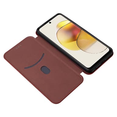 SKALO Motorola Moto G53 5G Carbon Fiber Lompakkokotelo - Ruskea