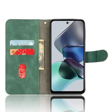 SKALO Motorola Moto G53 5G Matt PU Nahka lompakkokotelo - Vihreä