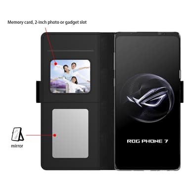 SKALO Asus ROG Phone 7 5G Kortinhaltijan peililompakko - Musta