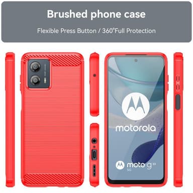 SKALO Motorola Moto G53 5G Armor Carbon Iskunkestävä TPU suojakuori - Punainen