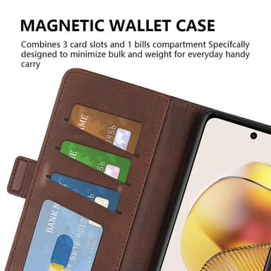 SKALO Motorola Moto G73 5G Premium Wallet Lompakkokotelo - Ruskea