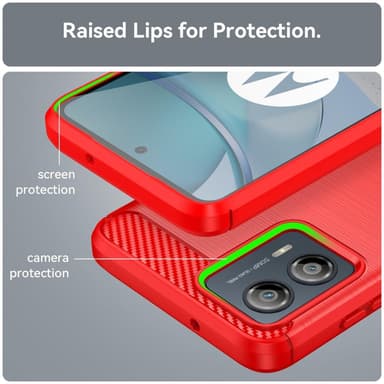 SKALO Motorola Moto G53 5G Armor Carbon Iskunkestävä TPU suojakuori - Punainen
