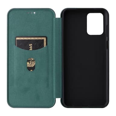 SKALO Motorola Moto G73 5G Carbon Fiber Lompakkokotelo - Vihreä