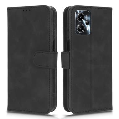 SKALO Motorola Moto G53 5G Matt PU Nahka lompakkokotelo - Musta
