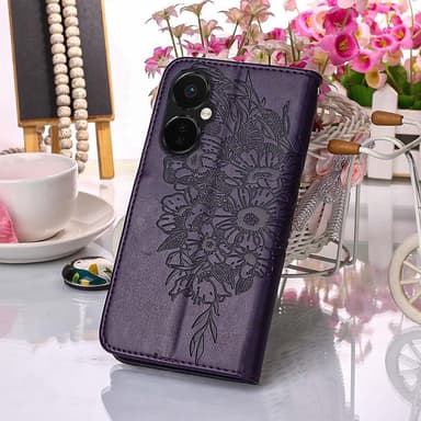 SKALO OnePlus Nord CE 3 Lite 5G Mandala Butterfly lompakkokotelo - Tumman violetti