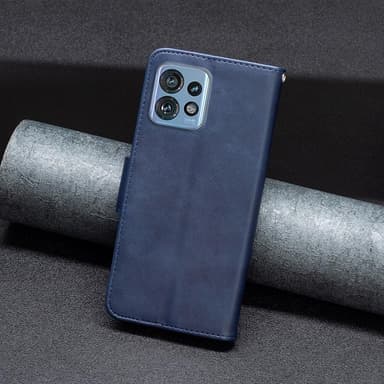 SKALO Motorola Edge 40 Pro 5G Lompakkokotelo PU-nahkaa - Sininen