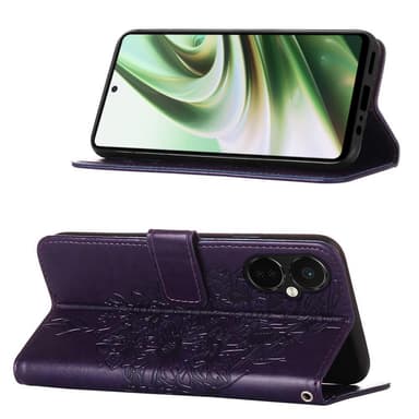 SKALO OnePlus Nord CE 3 Lite 5G Mandala Butterfly lompakkokotelo - Tumman violetti