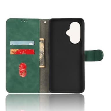 SKALO OnePlus Nord CE 3 Lite 5G Matt PU Nahka lompakkokotelo - Vihreä