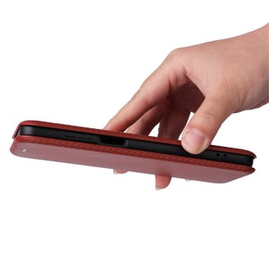 SKALO Motorola Moto G53 5G Carbon Fiber Lompakkokotelo - Ruskea