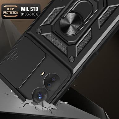 SKALO Motorola Moto G53 5G Armor hybridi metallirengas kameran liukusäädin - - Sininen
