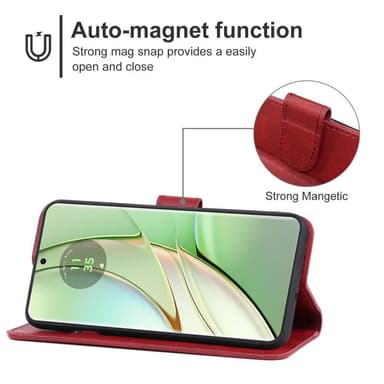 SKALO Motorola Edge 40 5G Premium Wallet Lompakkokotelo - Punainen