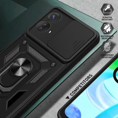 SKALO Motorola Moto G53 5G Armor hybridi metallirengas kameran liukusäädin - - Sininen