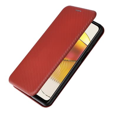 SKALO Motorola Moto G53 5G Carbon Fiber Lompakkokotelo - Ruskea